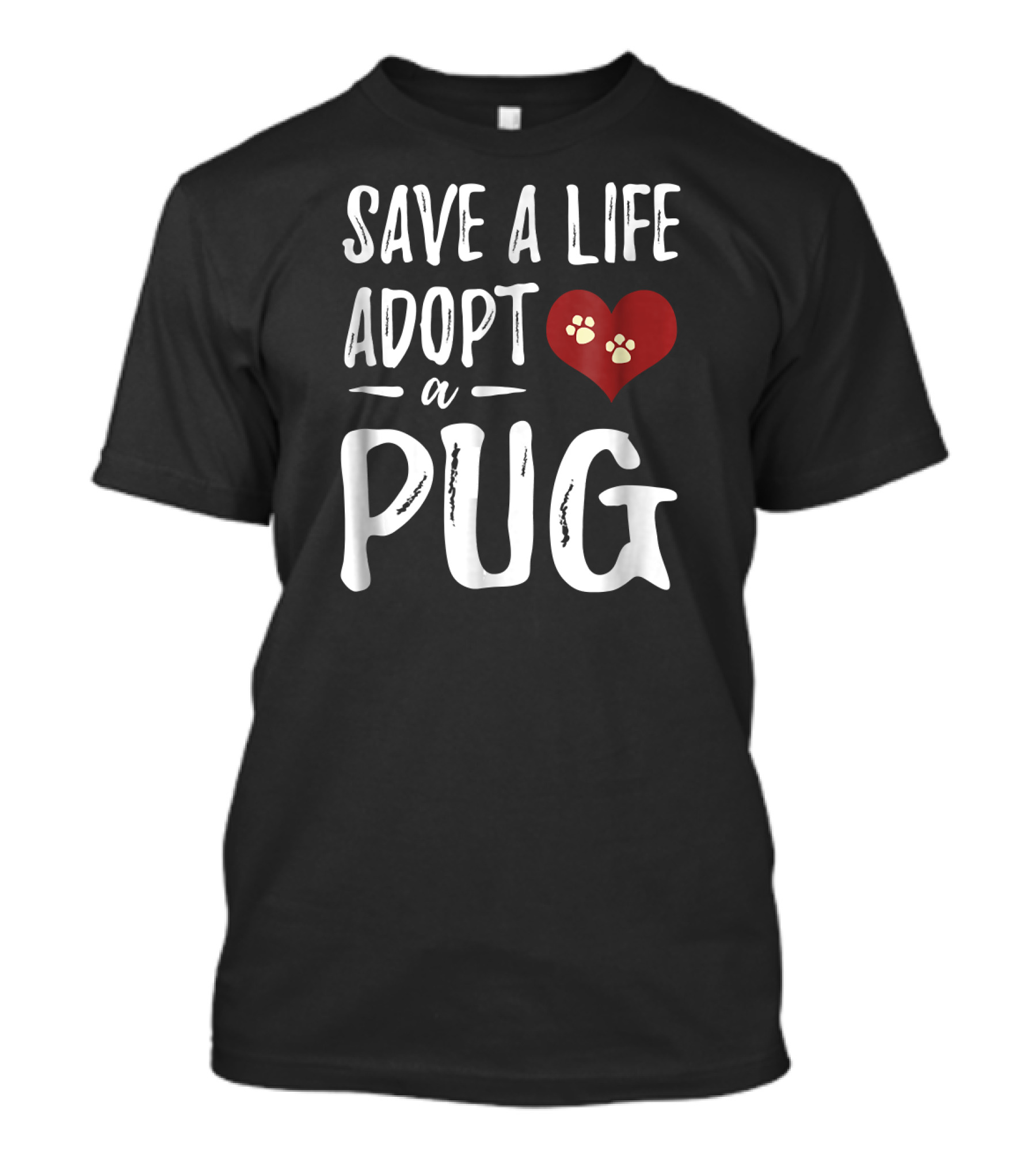 Save A Life Adopt A Pug Heart Paw Prints T-Shirt