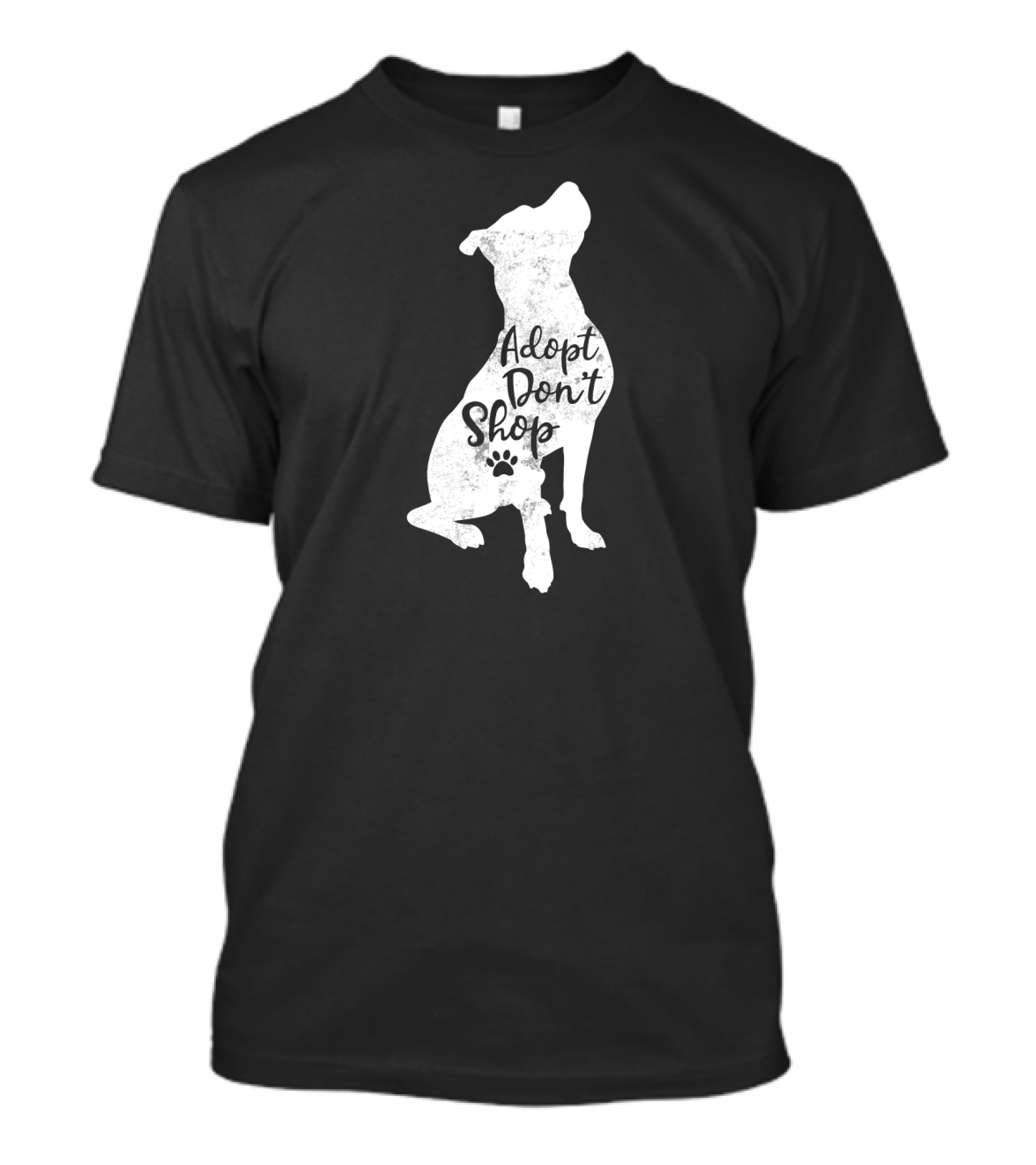 Adopt Don't Shop Rescue Pitbull Silhouette With Paw Prints T-Shirt