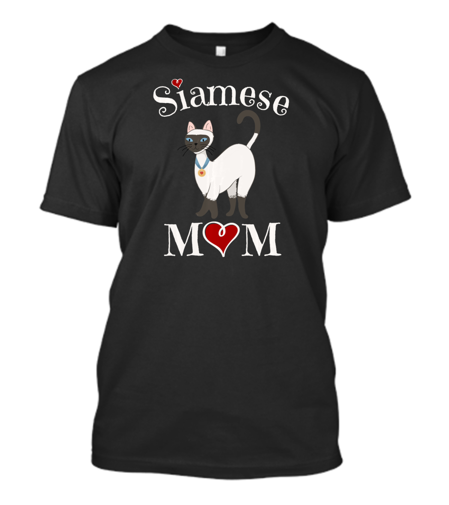 Siamese Cat Mom With Heart And Medal T-Shirt