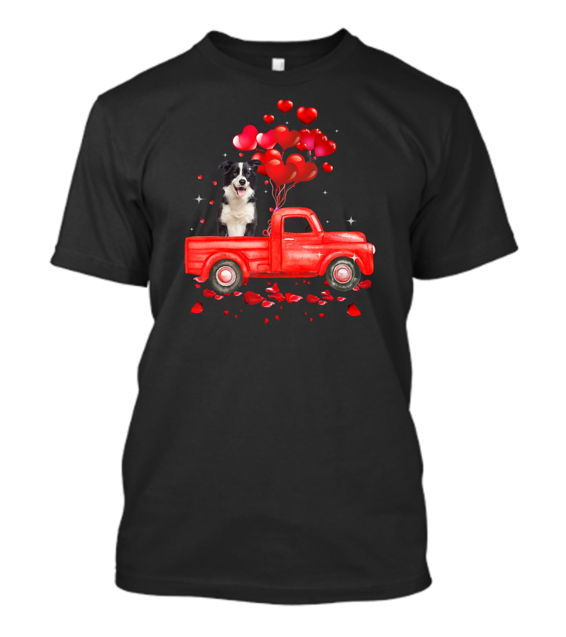 Australian Shepherd Valentine Hearts Red Truck Dog T-Shirt