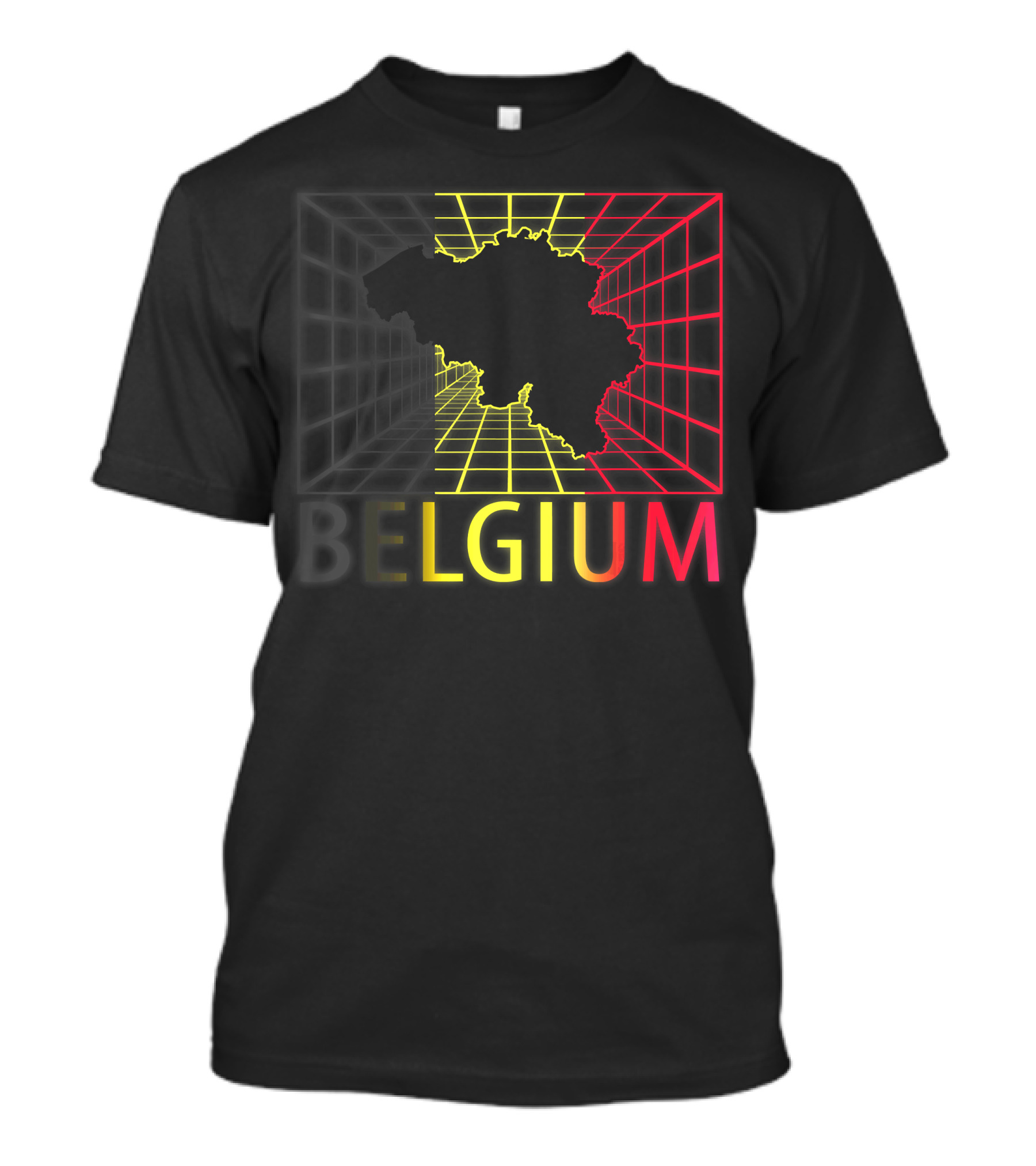 Belgium Map Neon Grid T-Shirt