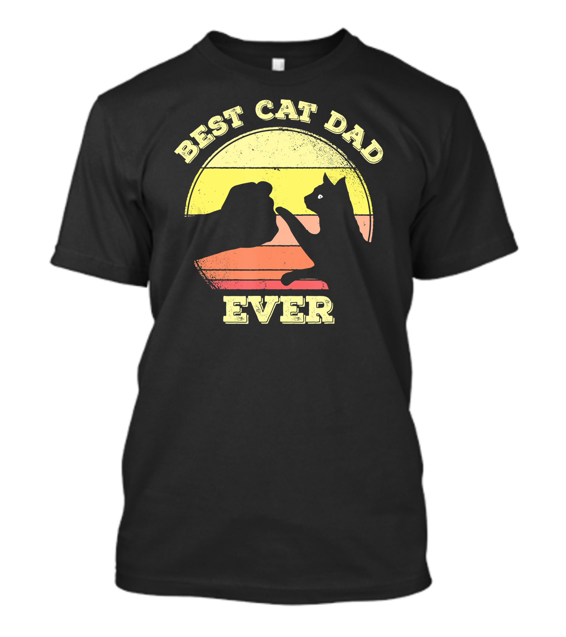 Best Cat Dad Ever Funny Cat Lover Sunset Fist Bump T-Shirt