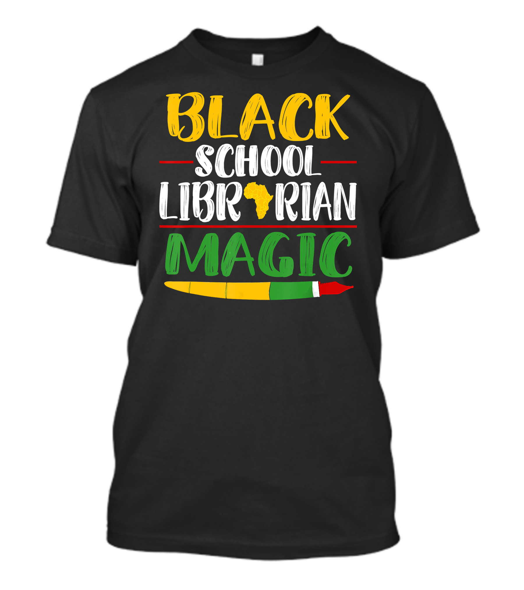 Black School Librarian Magic Africa Map Pencil T-Shirt