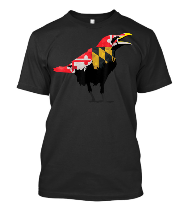 Maryland State Pride Raven Bird With Flag Colors T-Shirt