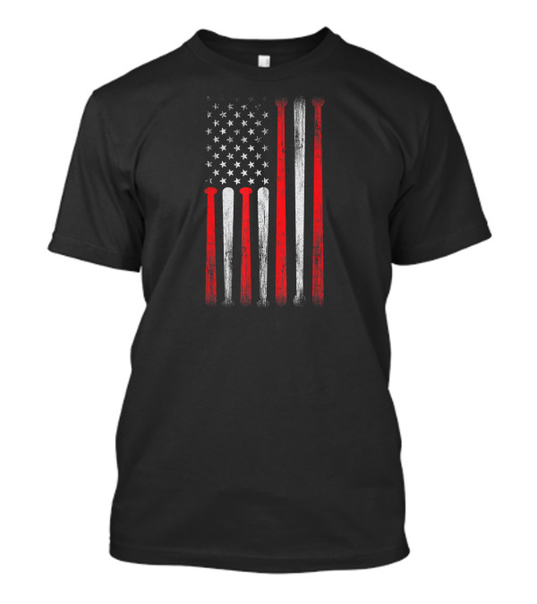 Stars And Stripes Baseball Bat American Flag Patriotic Mens T-Shirt