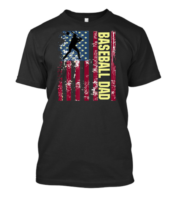 Baseball Dad American Flag Vintage Mens T-Shirt