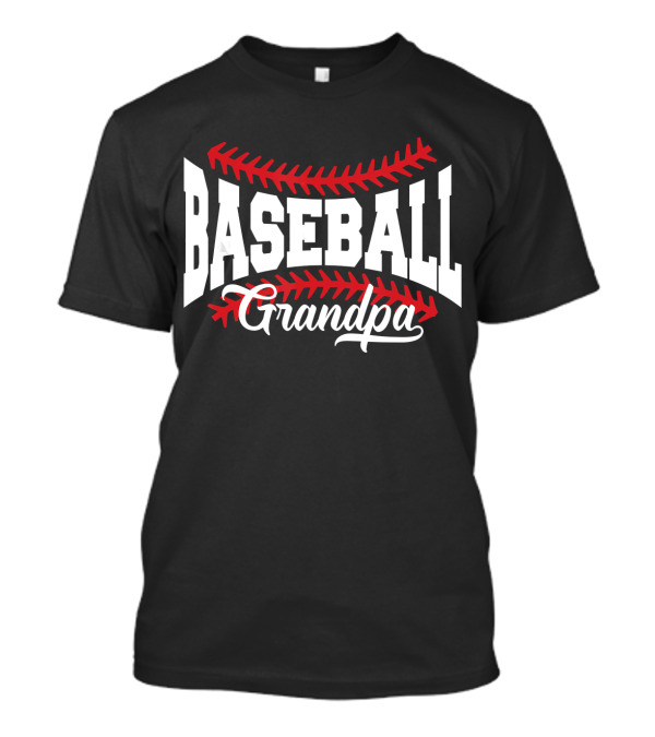 Baseball Grandpa With Red Stitching T-Shirt