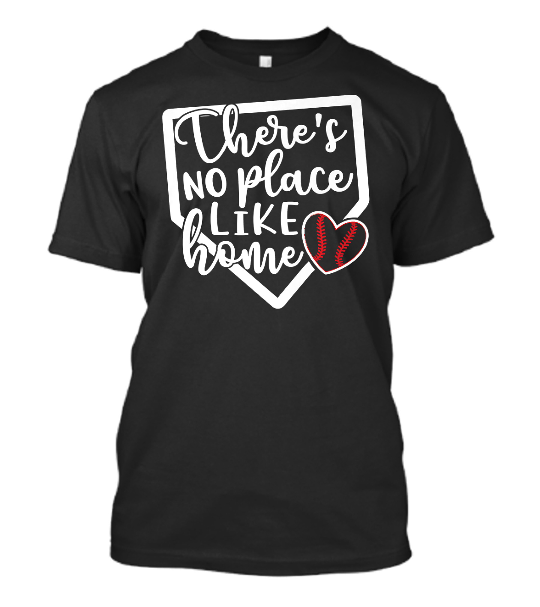 There's No Place Like Home Baseball Softball Heart Home Plate T-Shirt