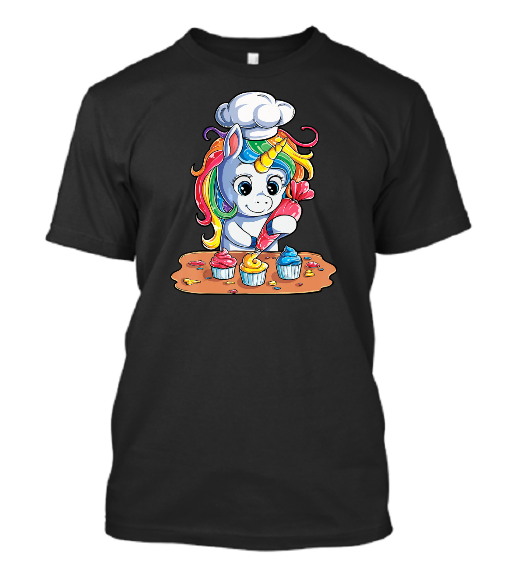 Unicorn Cupcake Girls Rainbow Baking Unicor Chef T-Shirt