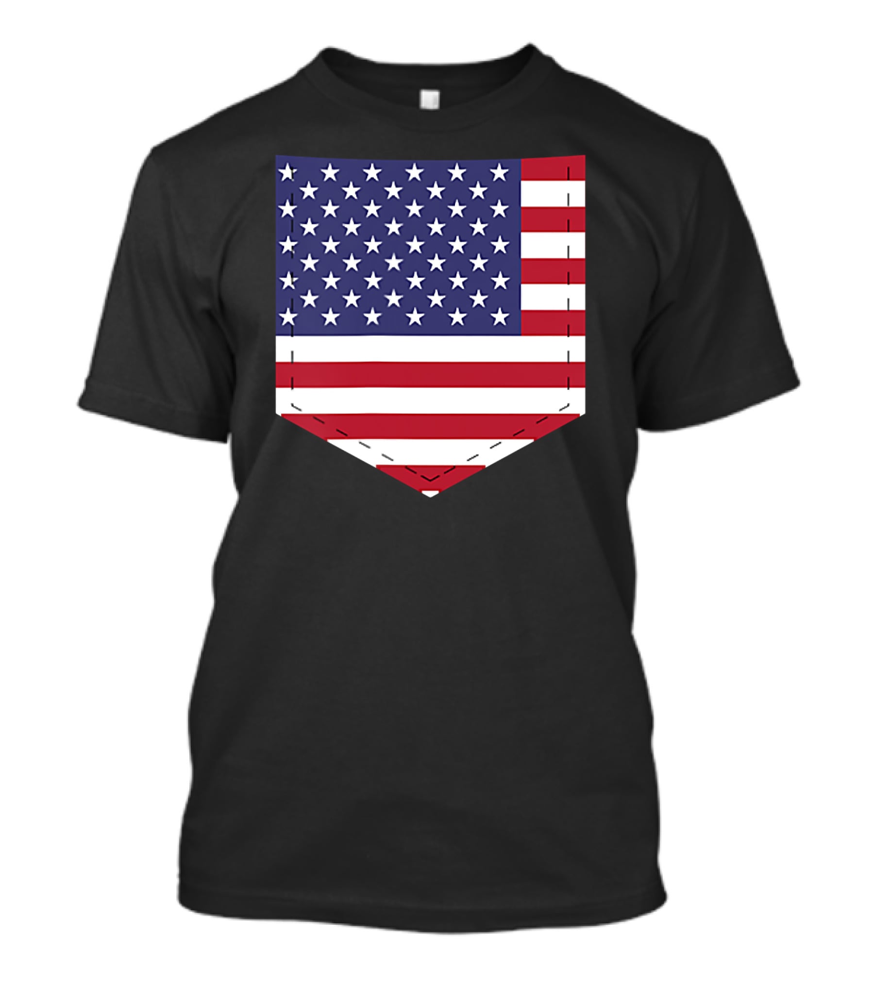 United States Flag Pattern Pocket T-Shirt