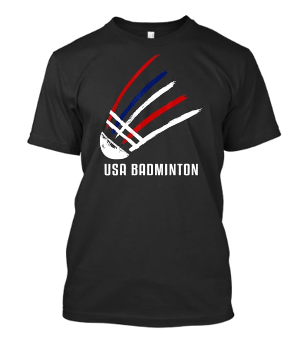 USA Badminton Shuttlecock Red White Blue Striped Sport T-Shirt