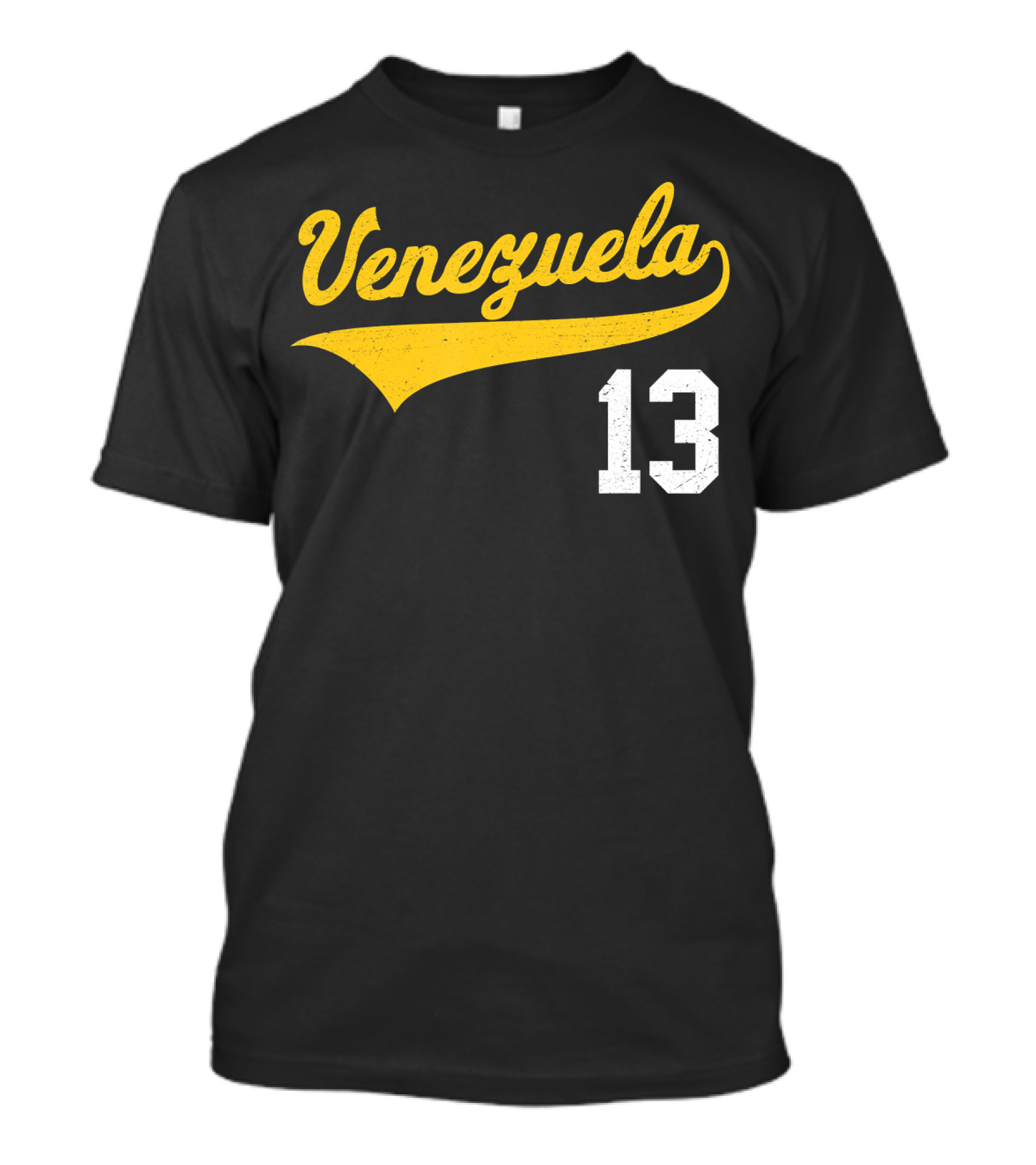 Venezuela Vintage Baseball Script Number 13 T-Shirt