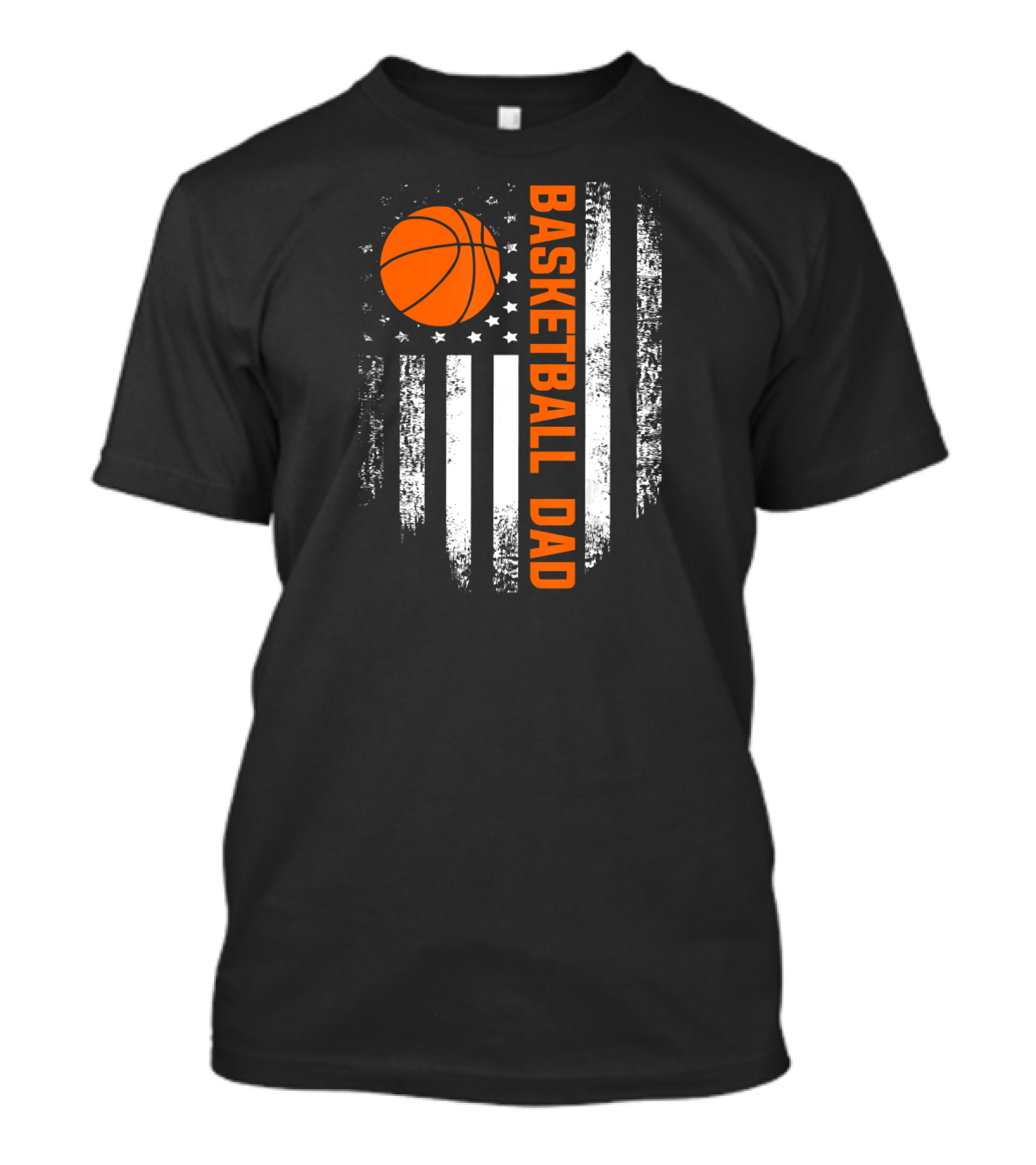 Vintage Basketball Dad American Flag Vertical Stripes And Orange Ball T-Shirt
