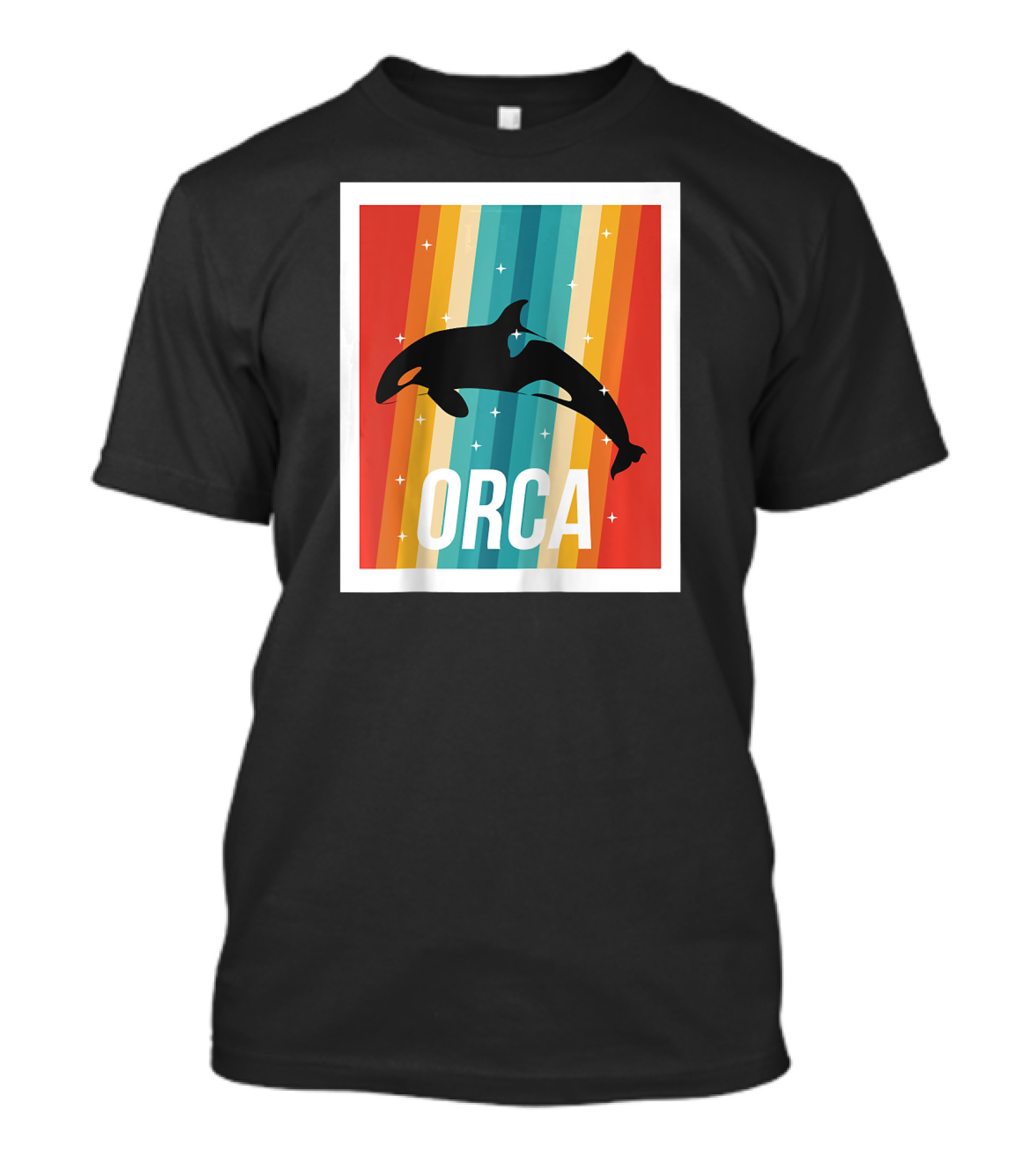 Vintage Orca Killer Whale Rainbow Stripes Retro Raglan Baseb T-Shirt