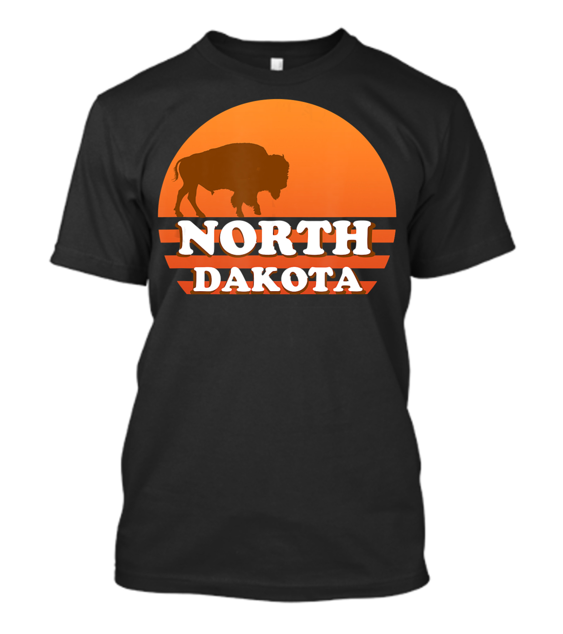 Vintage Sunset North Dakota 70s 80s Retro Buffalo T-Shirt