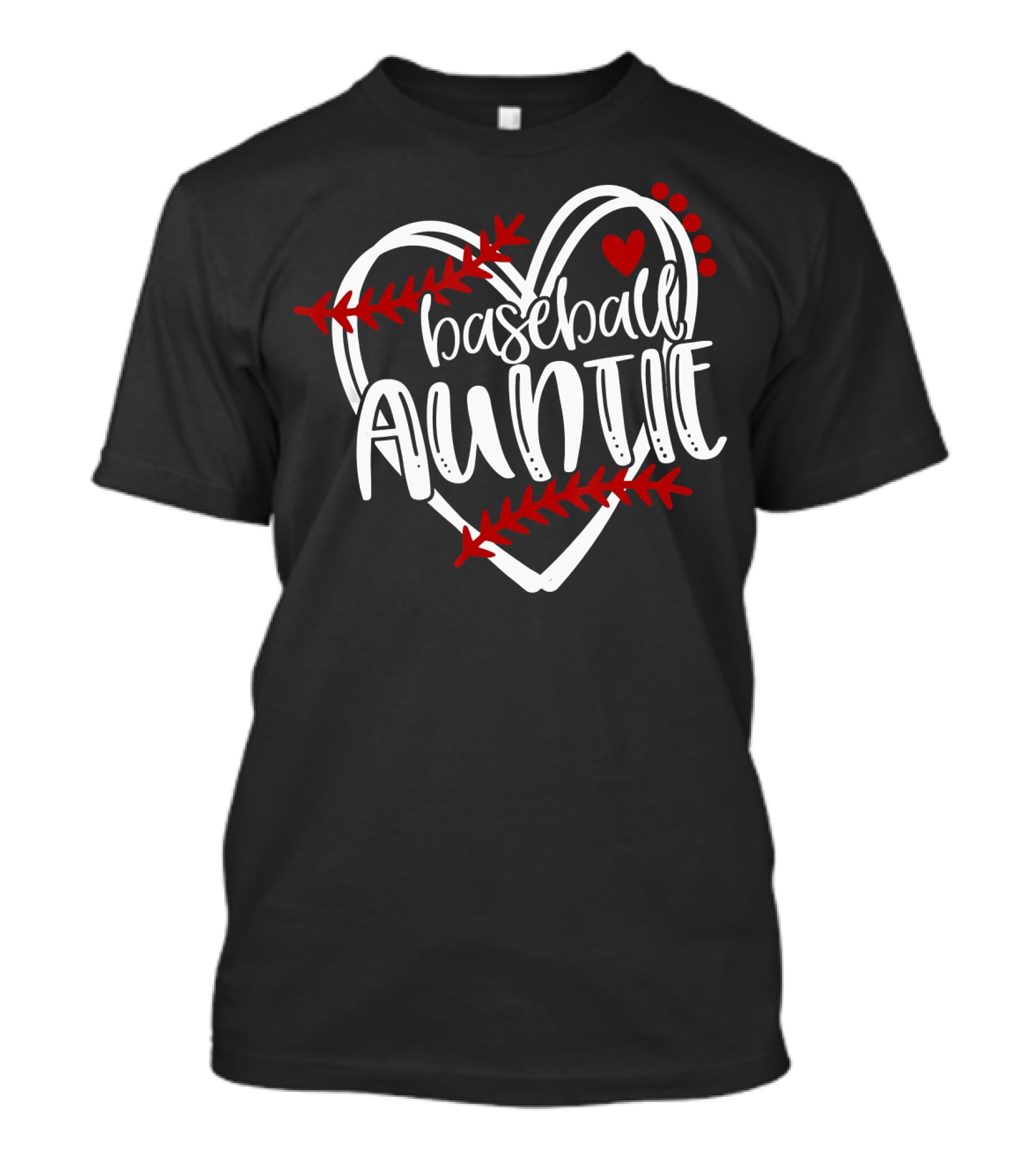 Baseball Auntie Heart With Stitches And Red Accents T-Shirt
