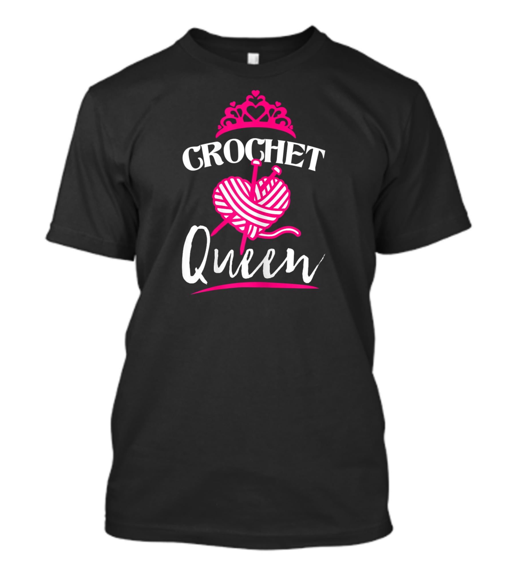 Crochet Queen Yarn Heart Tiara Fun T-Shirt