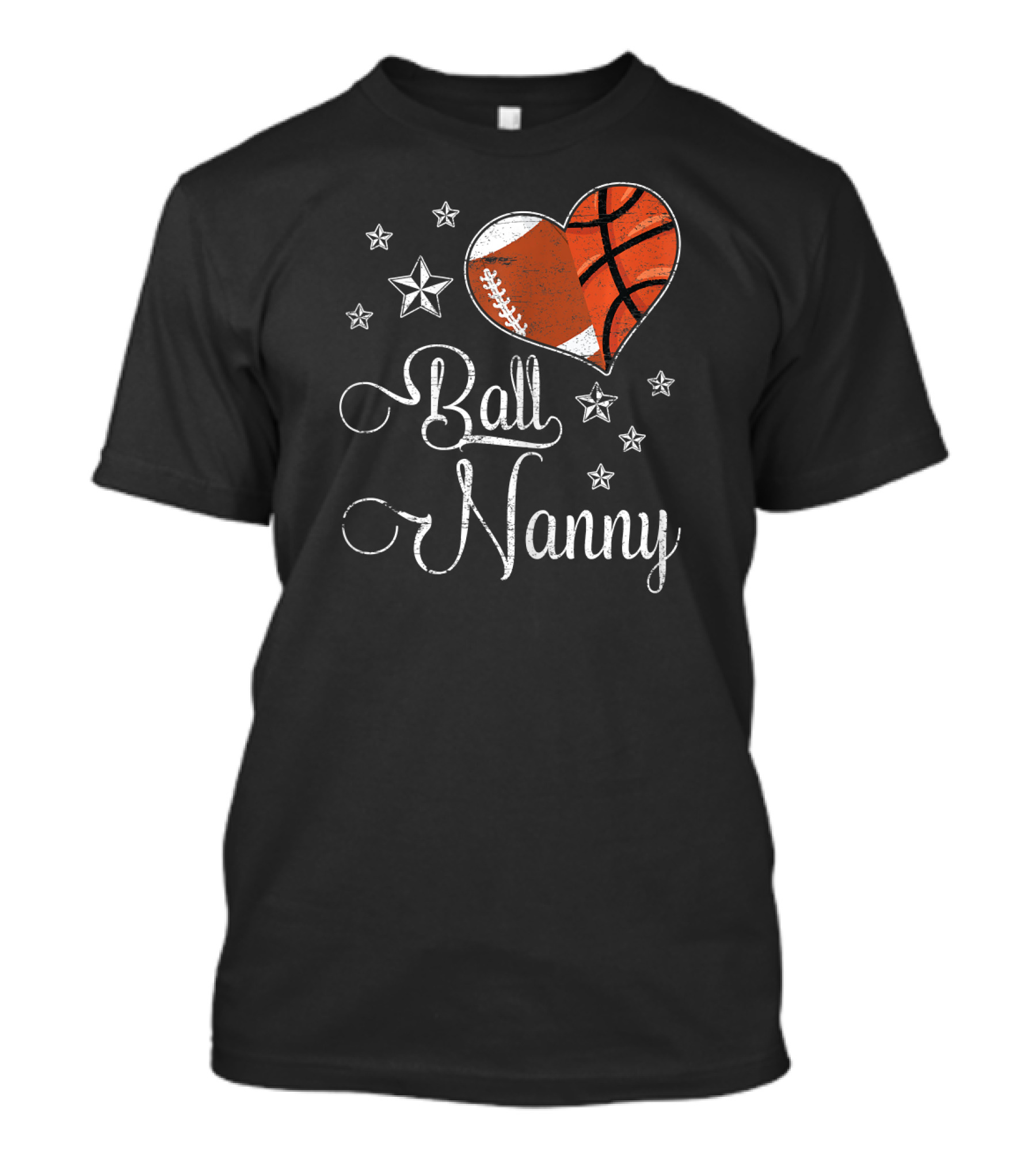 Proud Football Basketball Heart Ball Nanny T-Shirt
