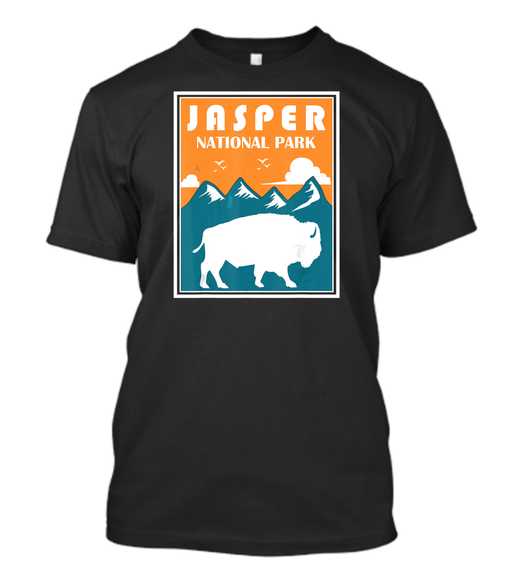 Jasper National Park Canada Bison Silhouette Mountains T-Shirt