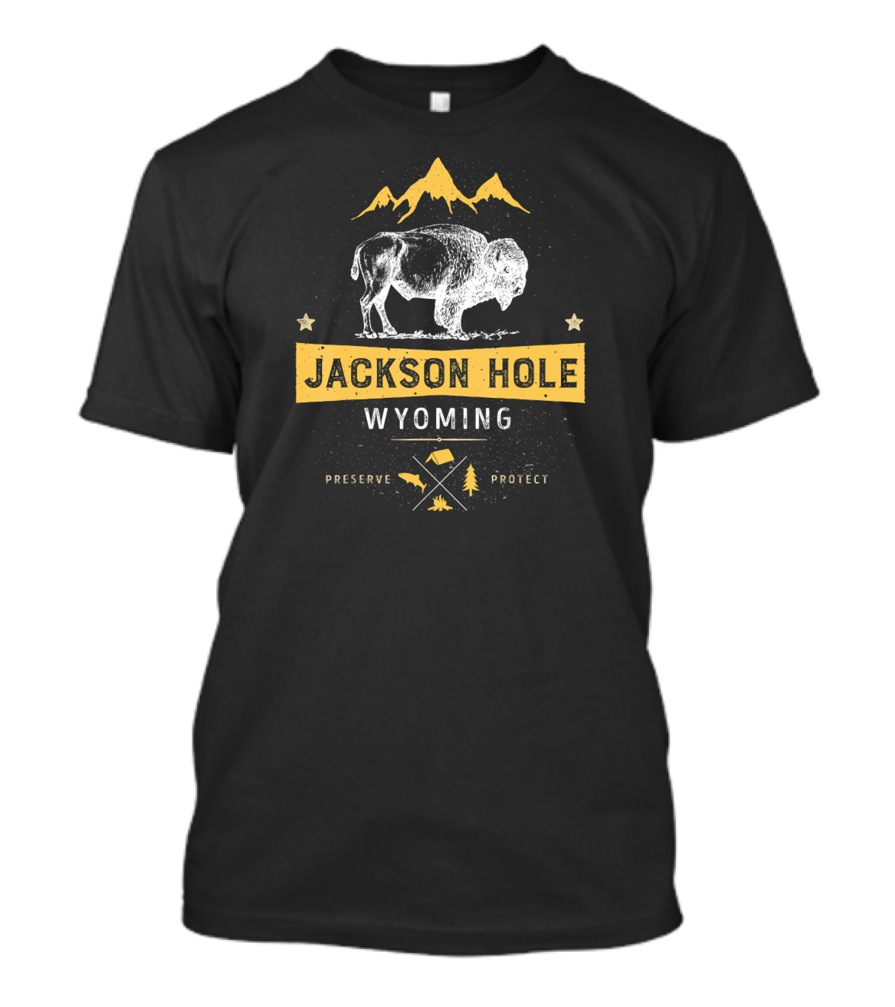 Jackson Hole Wyoming Bison Preserve Protect Mountains Camping T-Shirt