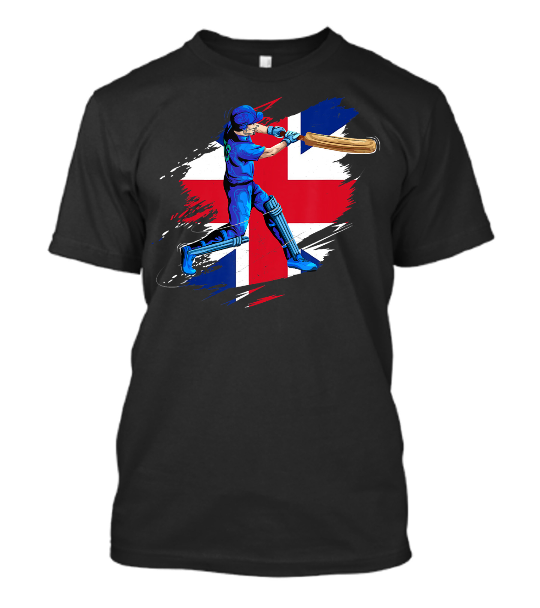 England Cricket Team English Cricket Batter Union Jack Background T-Shirt