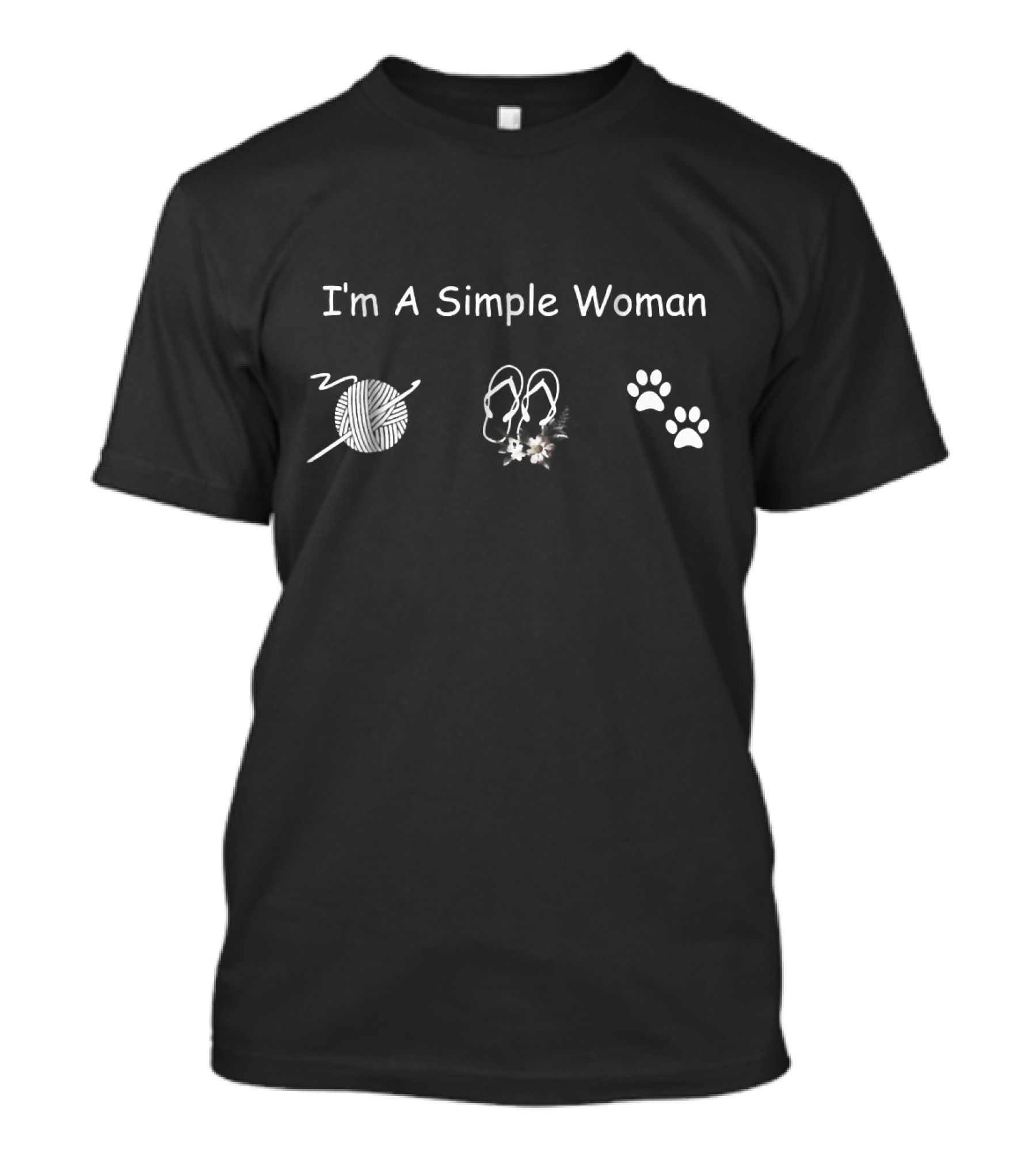 I'm A Simple Woman Yarn Flip Flops Paw Prints T-Shirt