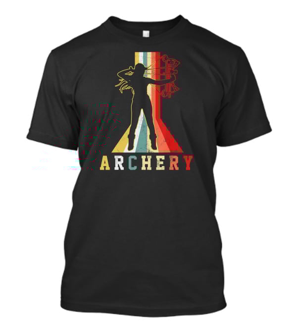 Archery Girl Silhouette With Bow Retro ABow Hunting T-Shirt