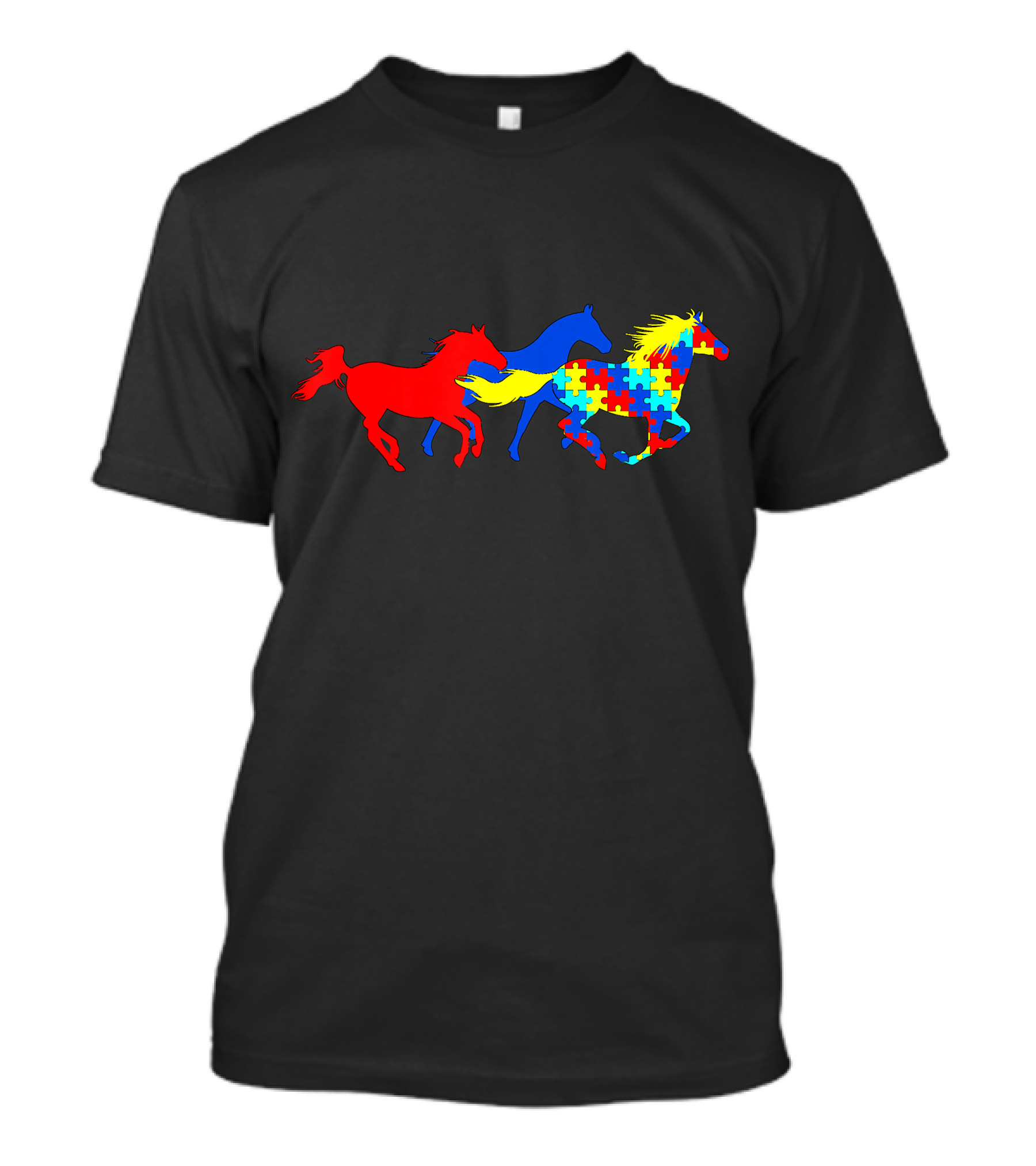 Autism Awareness Running Horses Puzzle T-Shirt
