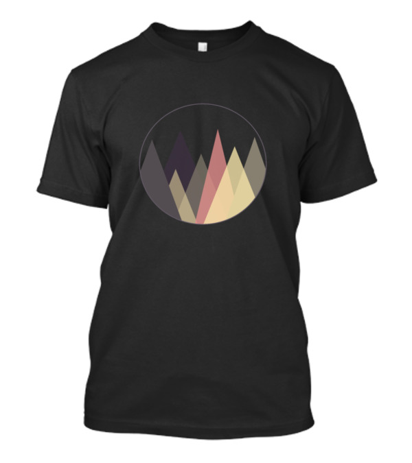 Pastel Mountain Peaks Geometric Shapes Circle T-Shirt