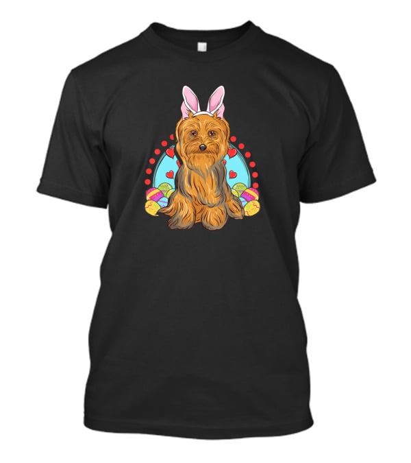 Yorkshire Terrier Yorkie With Easter Bunny Ears And Eggs T-Shirt