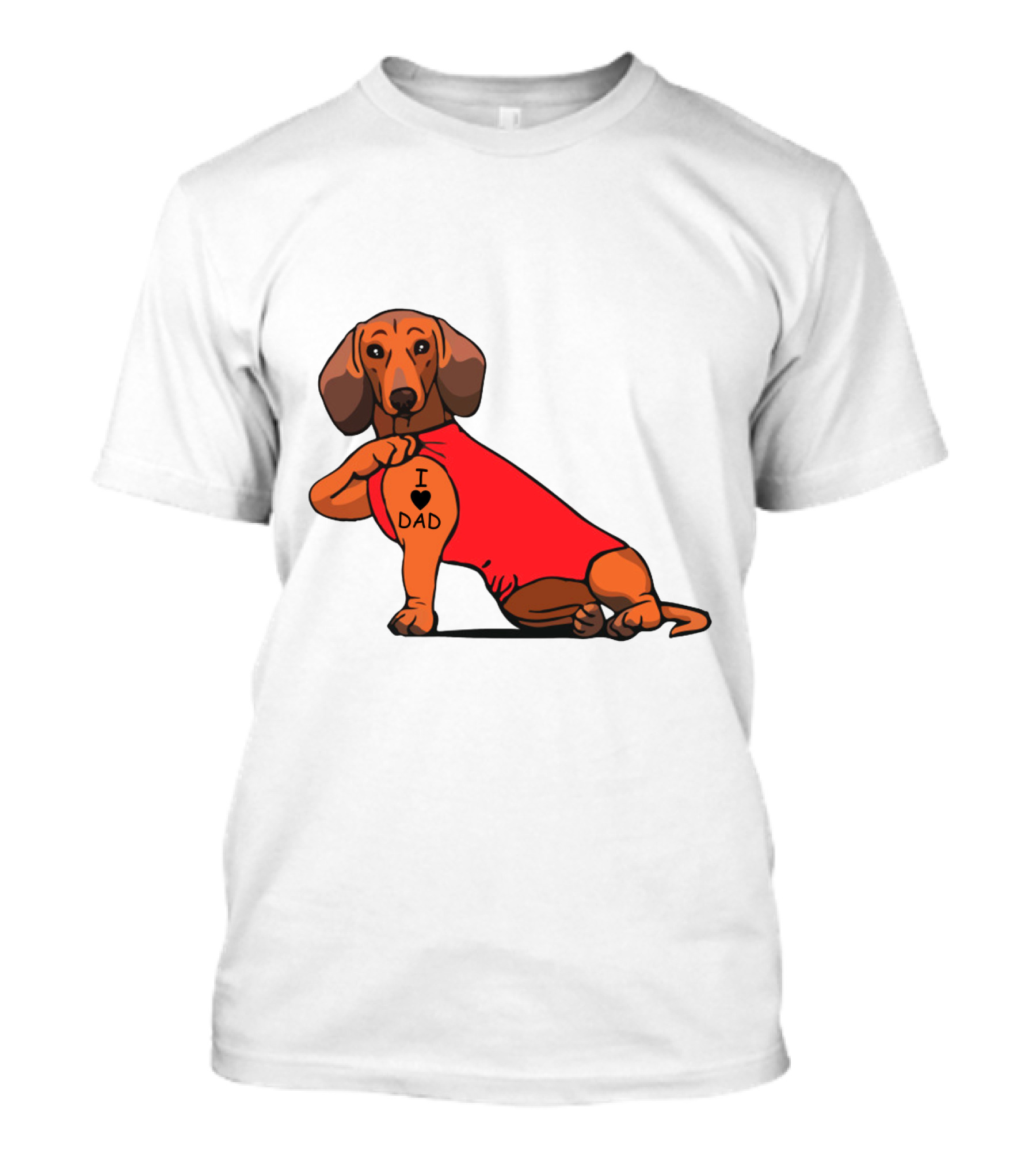 Dachshund I Love Dad Tattoo Red T-Shirt