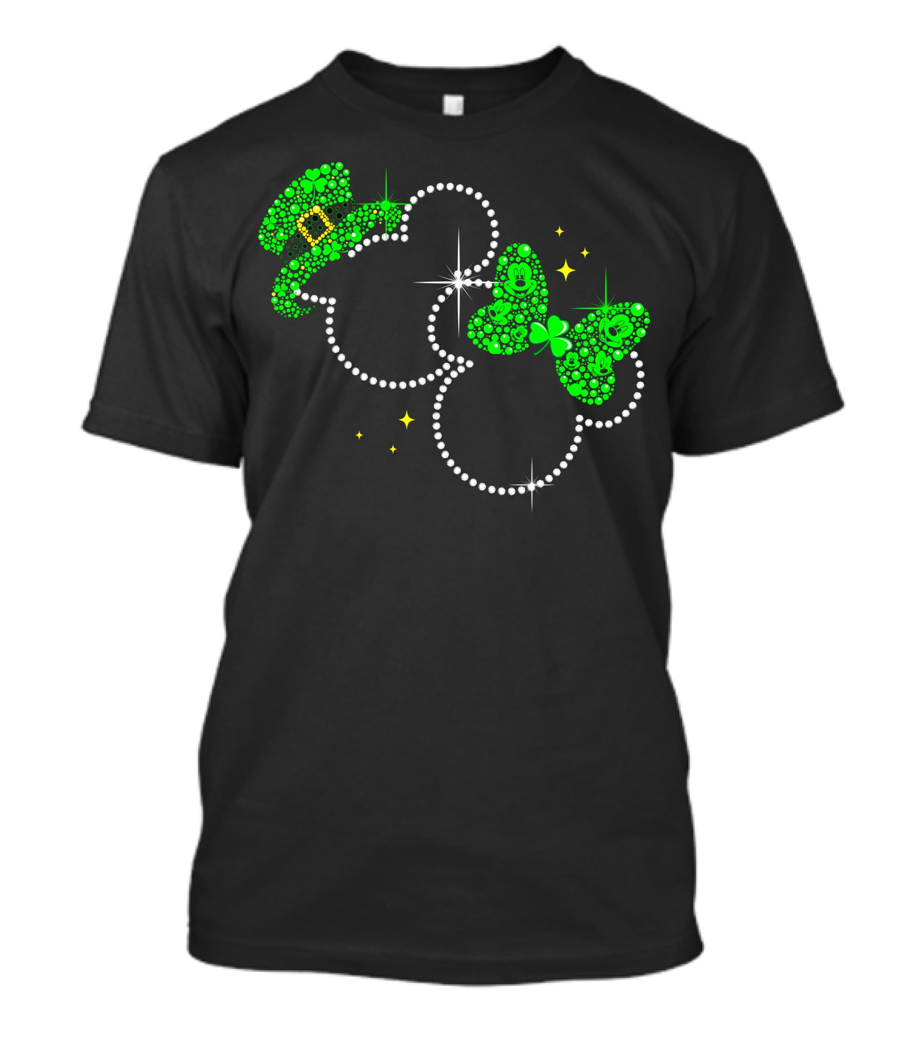 Mickey And Minnie St. Patrick's Day Shamrock Hat And Bow T-Shirt
