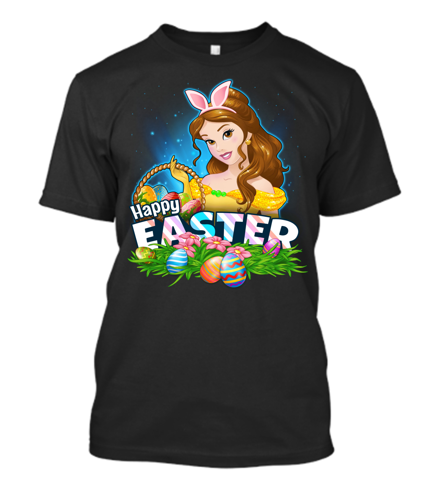 Bella Happy Easter Bunny Ears With Easter Eggs And Flowers T-Shirt