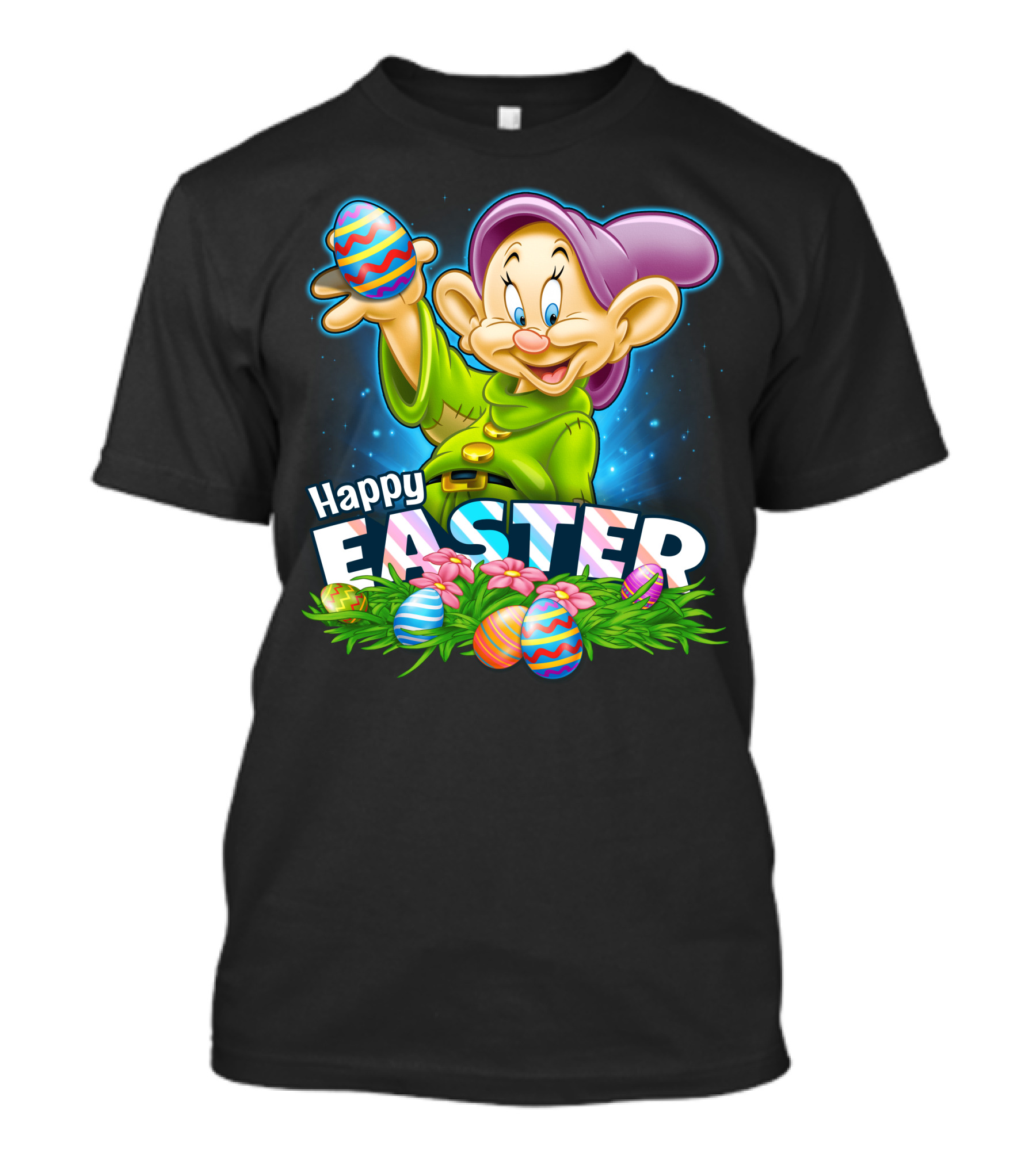 Dopey Happy Easter Colorful Eggs And Flowers T-Shirt
