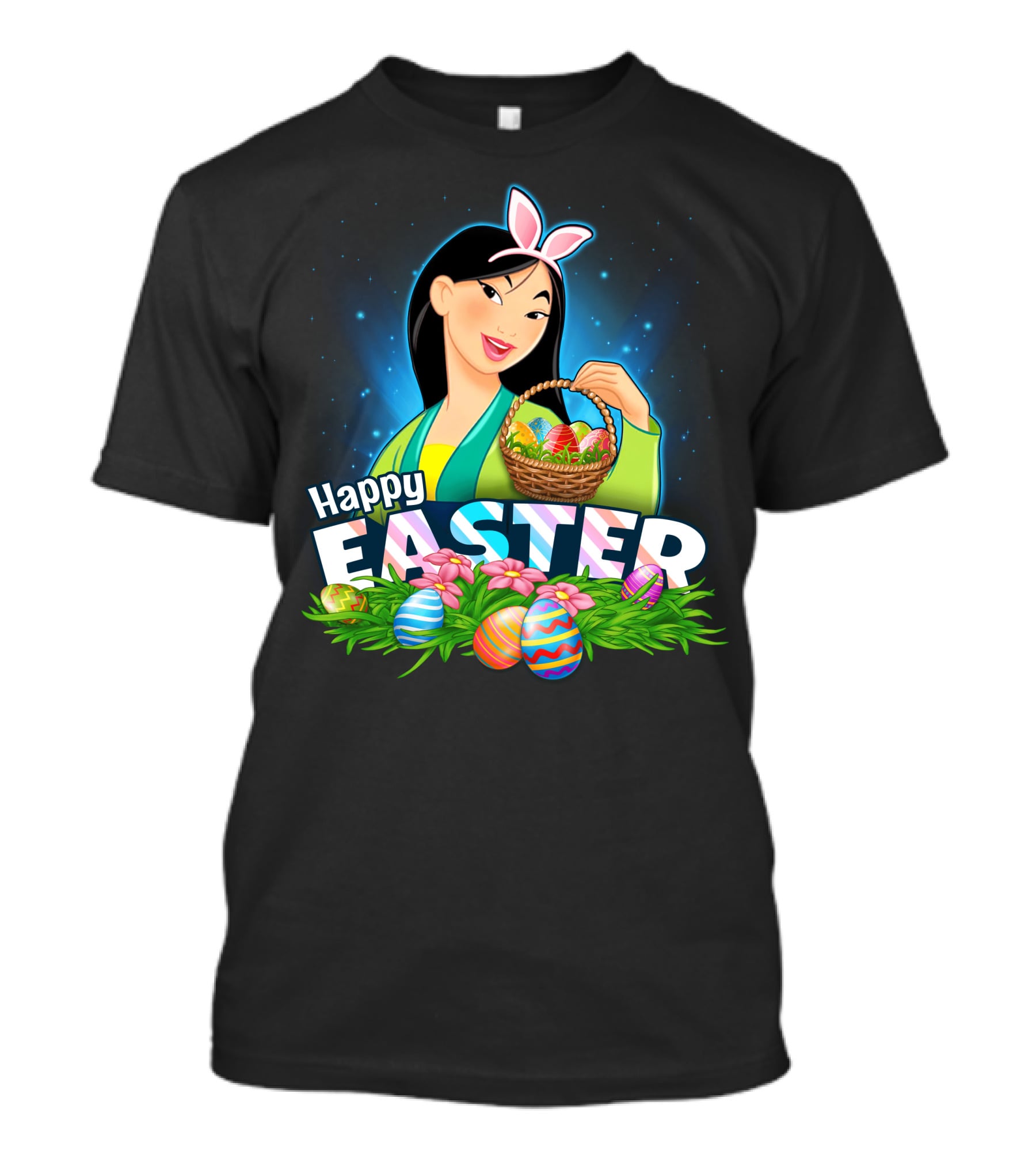 Happy Easter Mulan With Basket Of Colorful Eggs And Bunny Ears T-Shirt