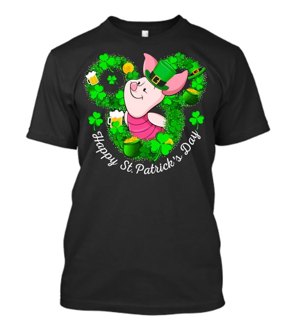 Happy St. Patrick's Day Piglet Shamrocks And Beer T-Shirt