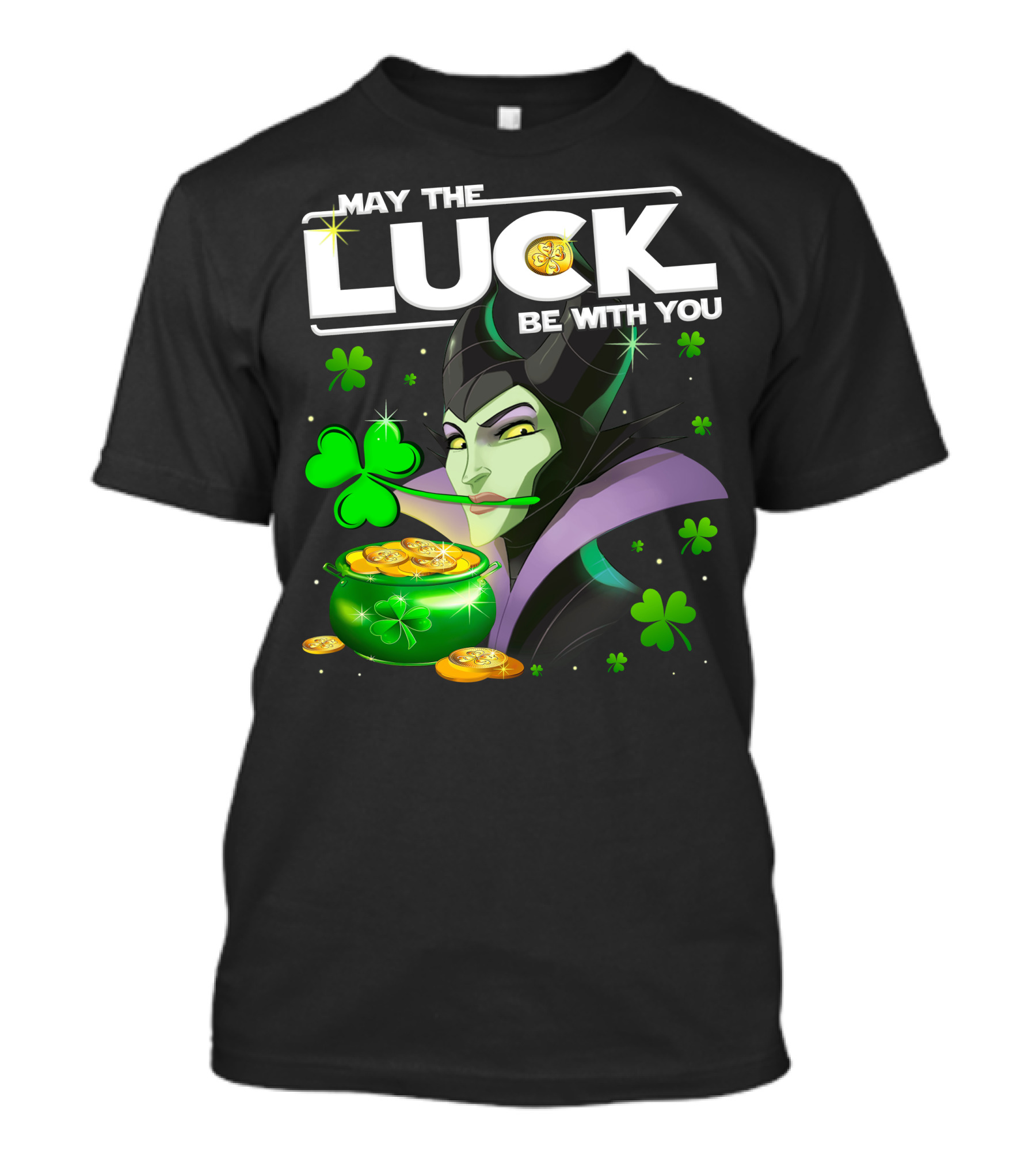 May The Luck Be With You Maleficent Clovers Coins Pot T-Shirt