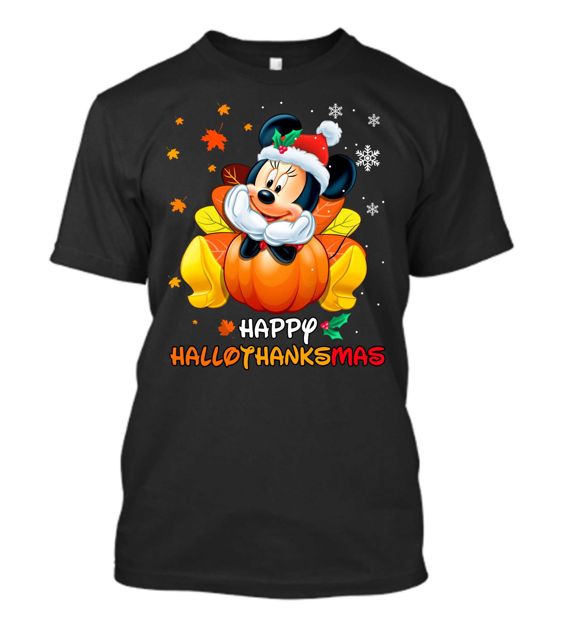 Happy Hallothanksmas Minnie Mouse Pumpkin Festive Holiday T-Shirt