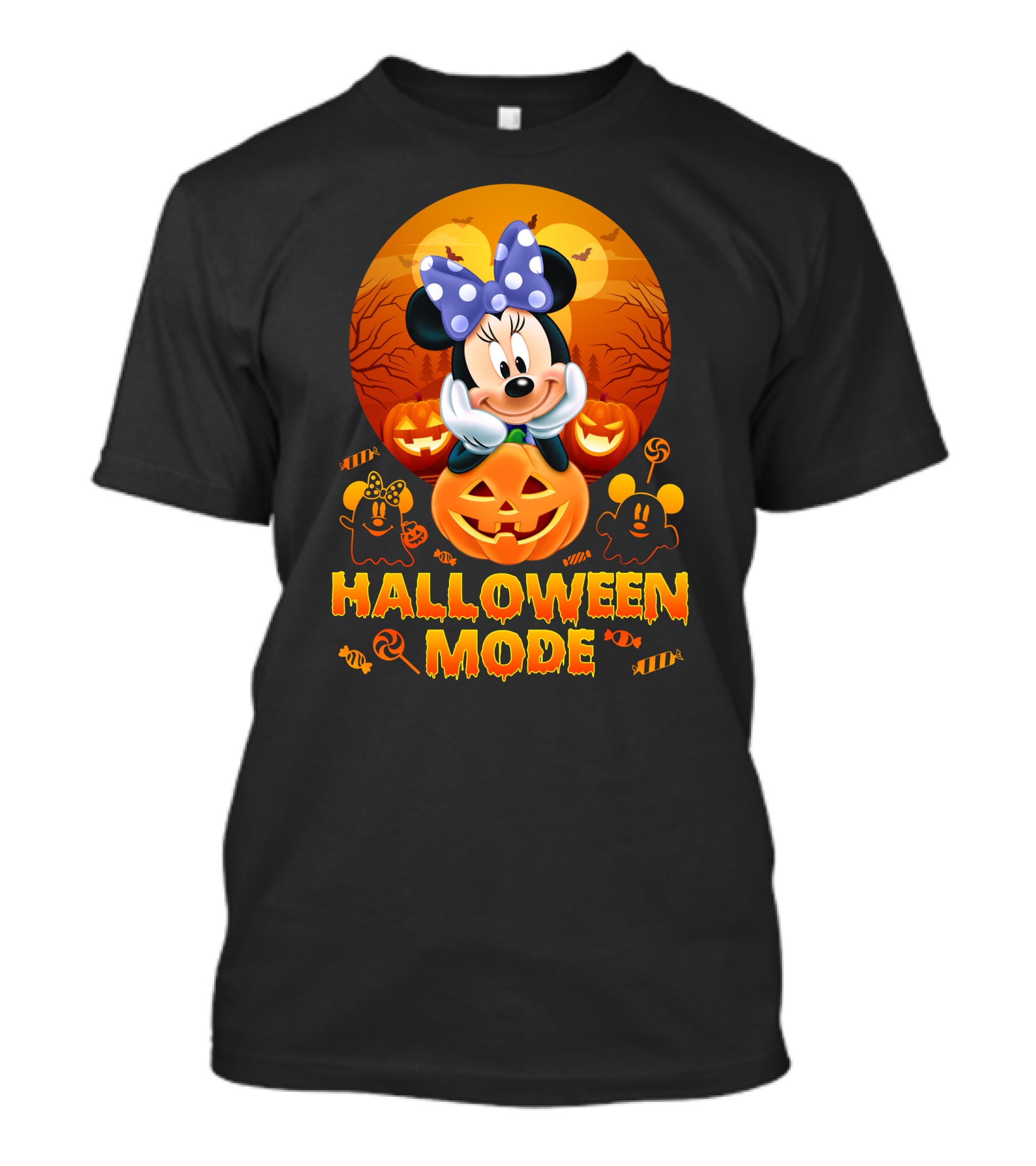 Minnie Halloween Mode Pumpkins And Spooky Ghosts T-Shirt