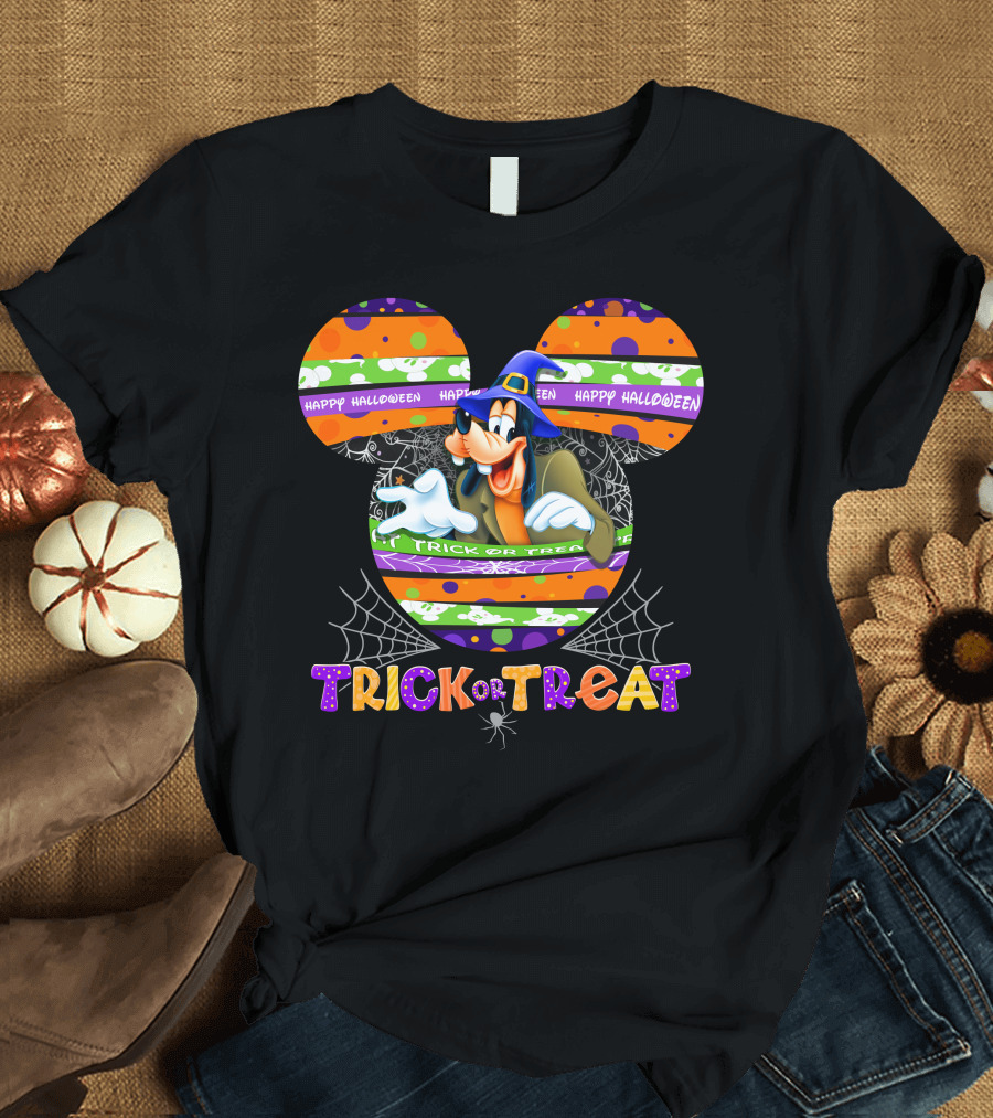 Happy Halloween Goofy Trick Or Treat Mickey Ears T-Shirt