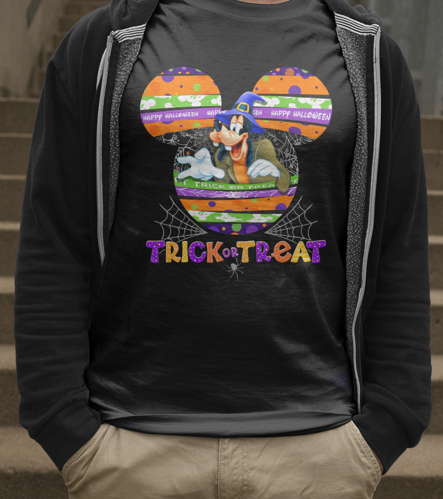 Happy Halloween Goofy Trick Or Treat Mickey Ears T-Shirt