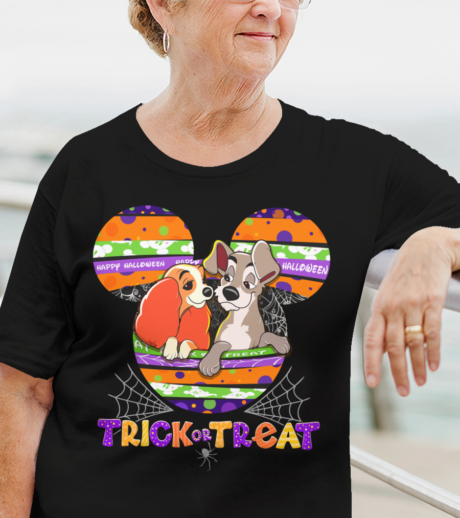 Lady And The Tramp Happy Halloween Trick Or Treat Mickey Ears T-Shirt
