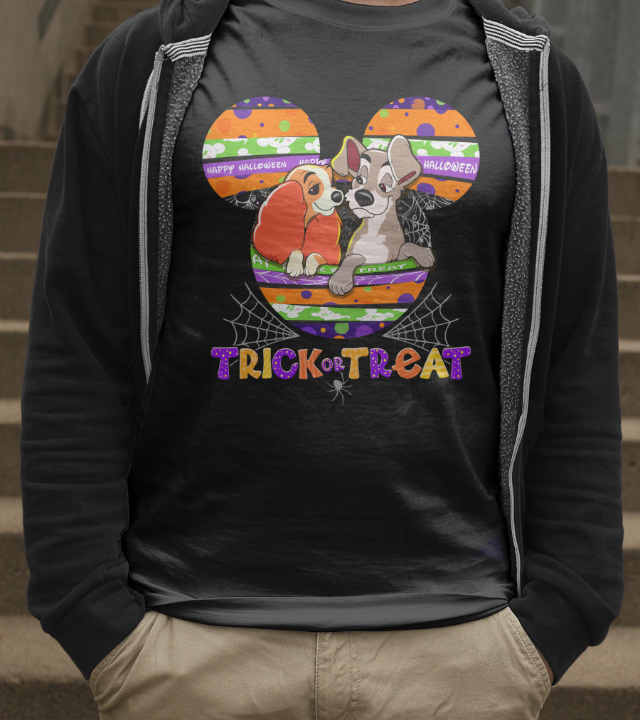 Lady And The Tramp Happy Halloween Trick Or Treat Mickey Ears T-Shirt