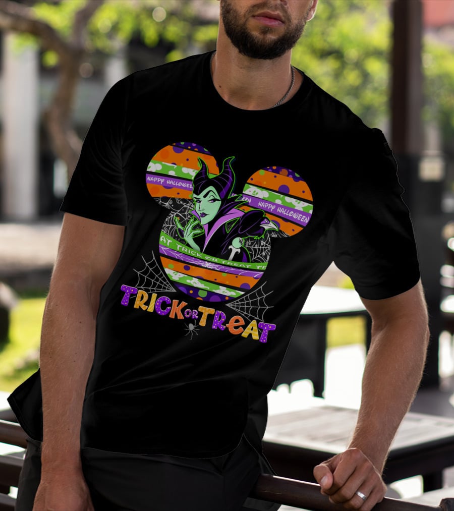 Maleficent Trick Or Treat Halloween Mickey Mouse T-Shirt
