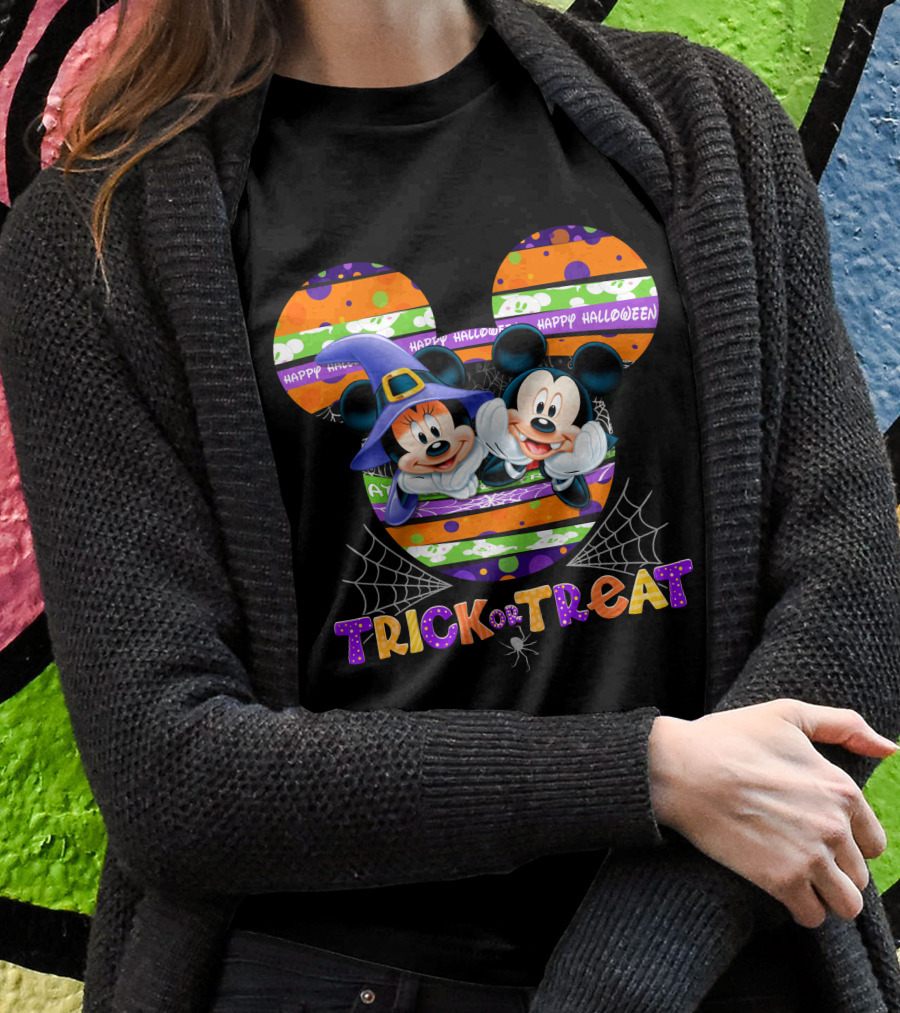 Trick Or Treat Happy Halloween Mickey And Minnie T-Shirt