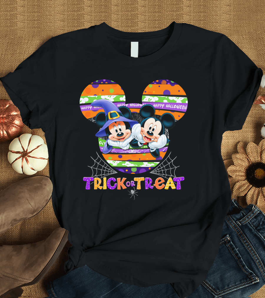 Trick Or Treat Happy Halloween Mickey And Minnie T-Shirt
