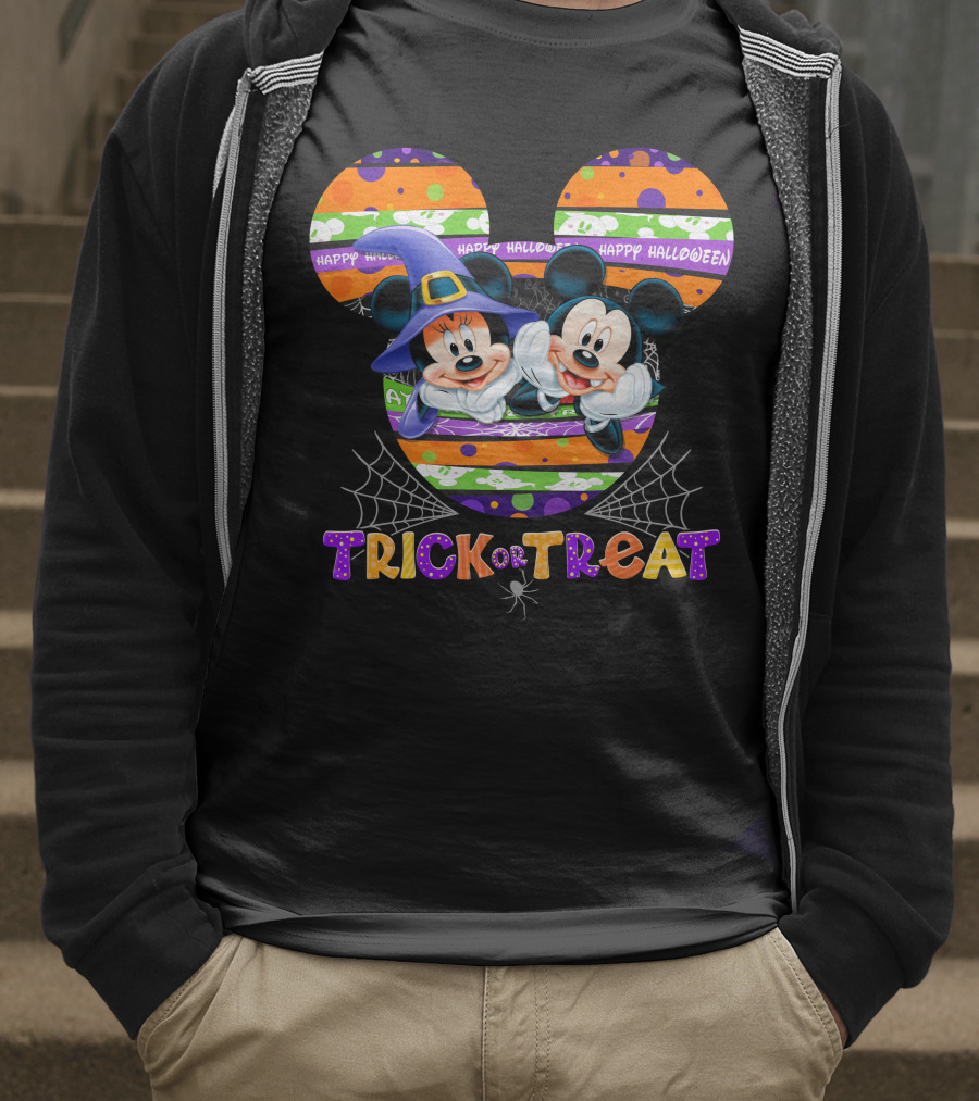 Trick Or Treat Happy Halloween Mickey And Minnie T-Shirt