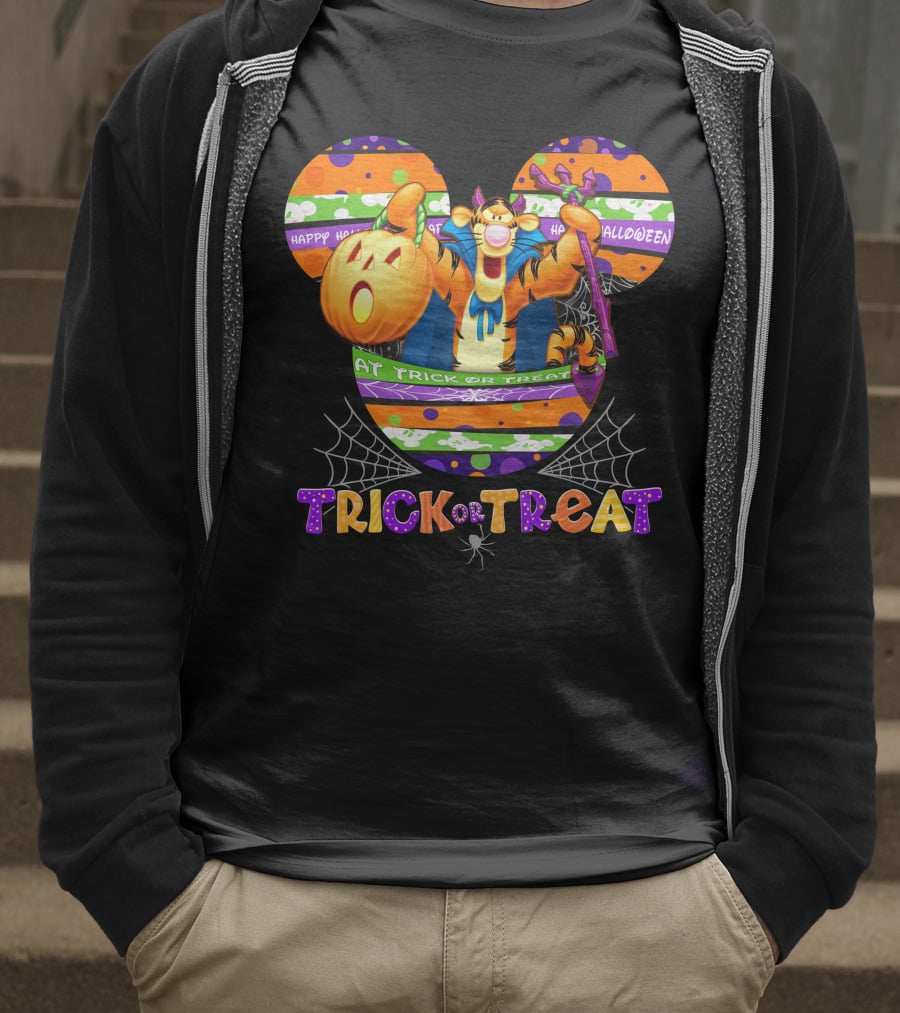 Tigger Trick Or Treat Happy Halloween Mickey Ears T-Shirt