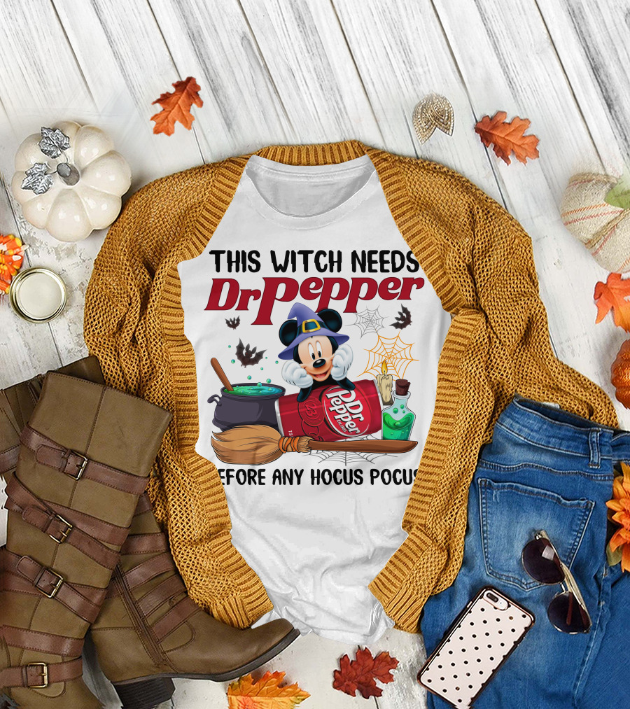 This Witch Needs Dr Pepper Mickey Mouse Hocus Pocus Magic T-Shirt
