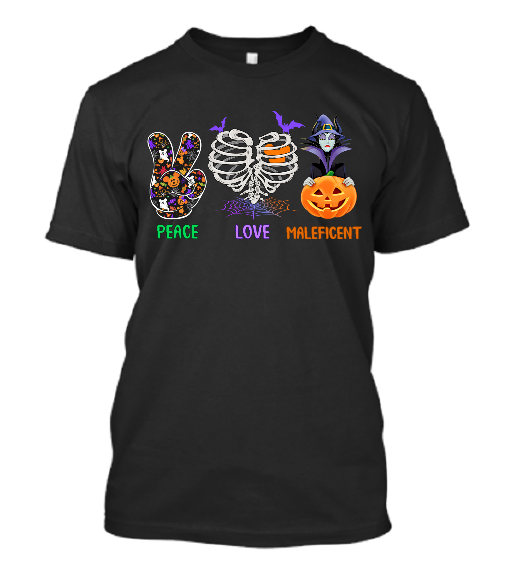 Peace Love Maleficent Halloween Style T-Shirt
